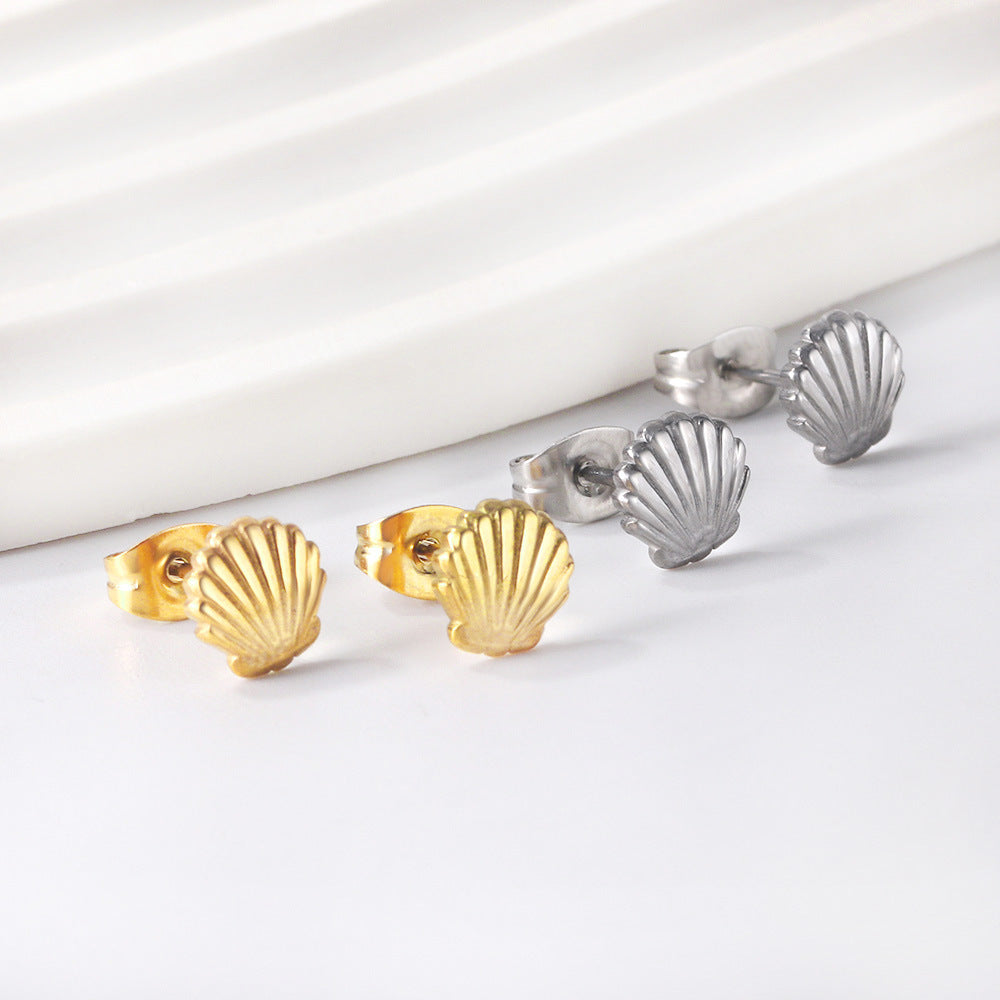 Sculpted Shell Stud Earrings — product view