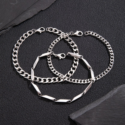 Three-Piece Layered Stainless Steel Bracelet Set — detail view 8