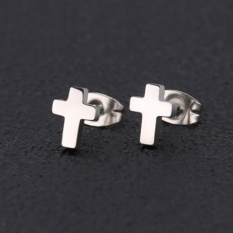 Minimal Stainless Steel Stud Earrings — detail view 2