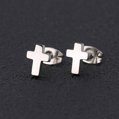 Minimal Stainless Steel Stud Earrings — detail view 2