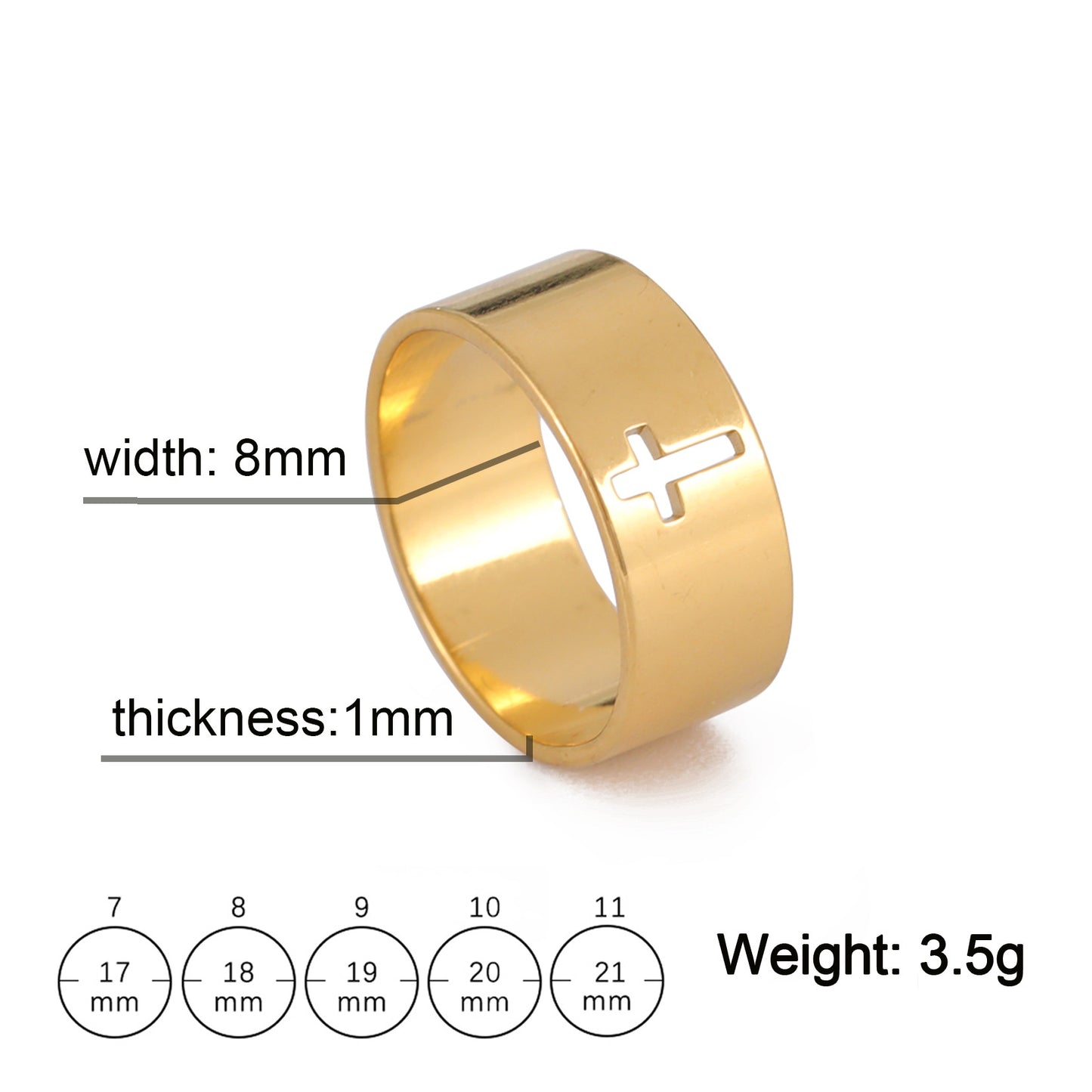 Hollow Cross Stainless Steel Ring — detail view 6