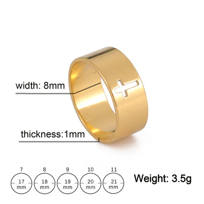 Hollow Cross Stainless Steel Ring — detail view 6