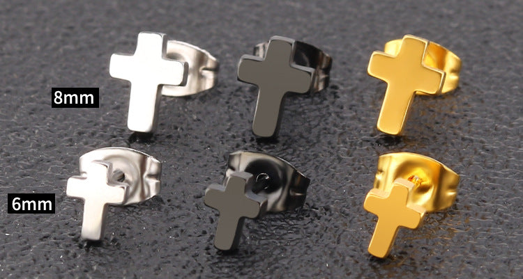 Minimal Stainless Steel Stud Earrings — detail view 1