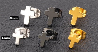 Minimal Stainless Steel Stud Earrings — detail view 1
