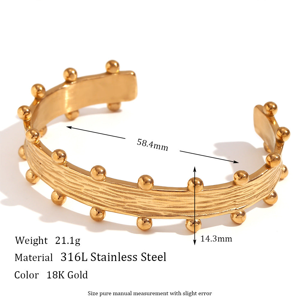 Sculptural Stainless Steel Cuff Bracelet — detail view 1