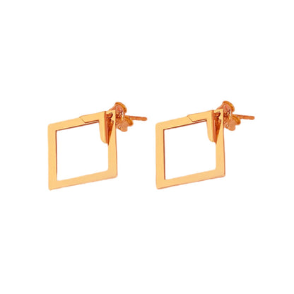 Square Geometric Steel Earrings — detail view 3