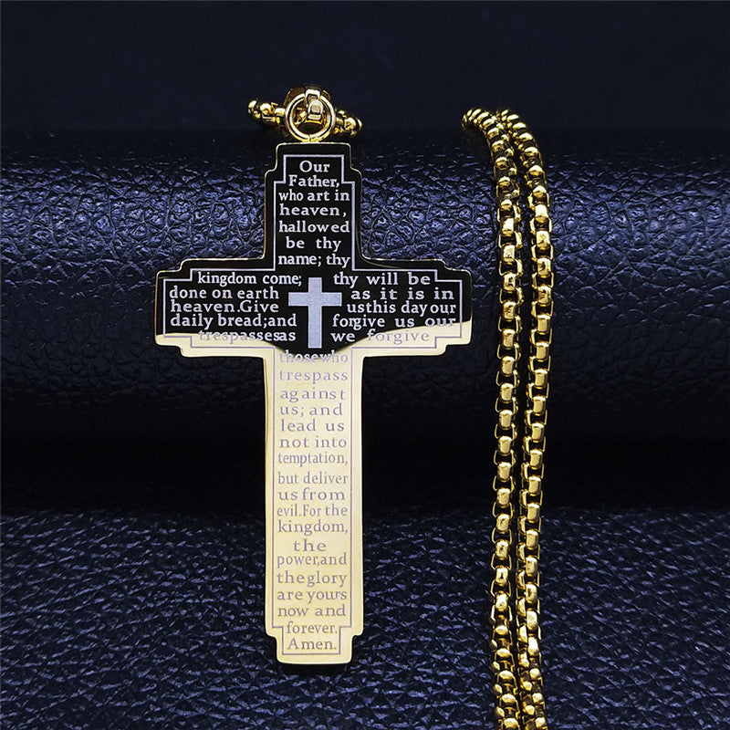 Framed Cross Pendant Necklace — detail view 3