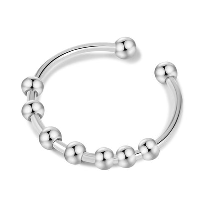 Adjustable Bead Stainless Steel Ring — detail view 1