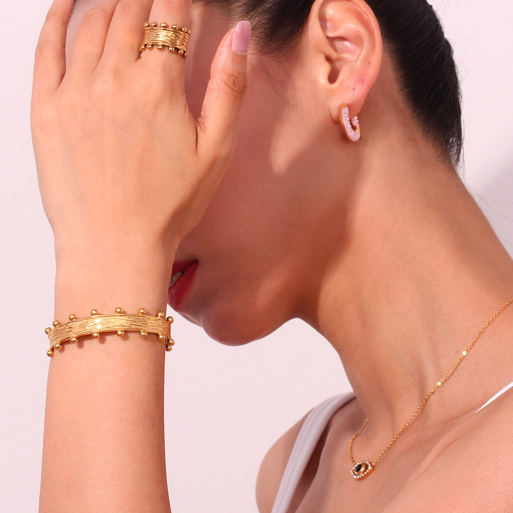 Sculptural Stainless Steel Cuff Bracelet — detail view 9