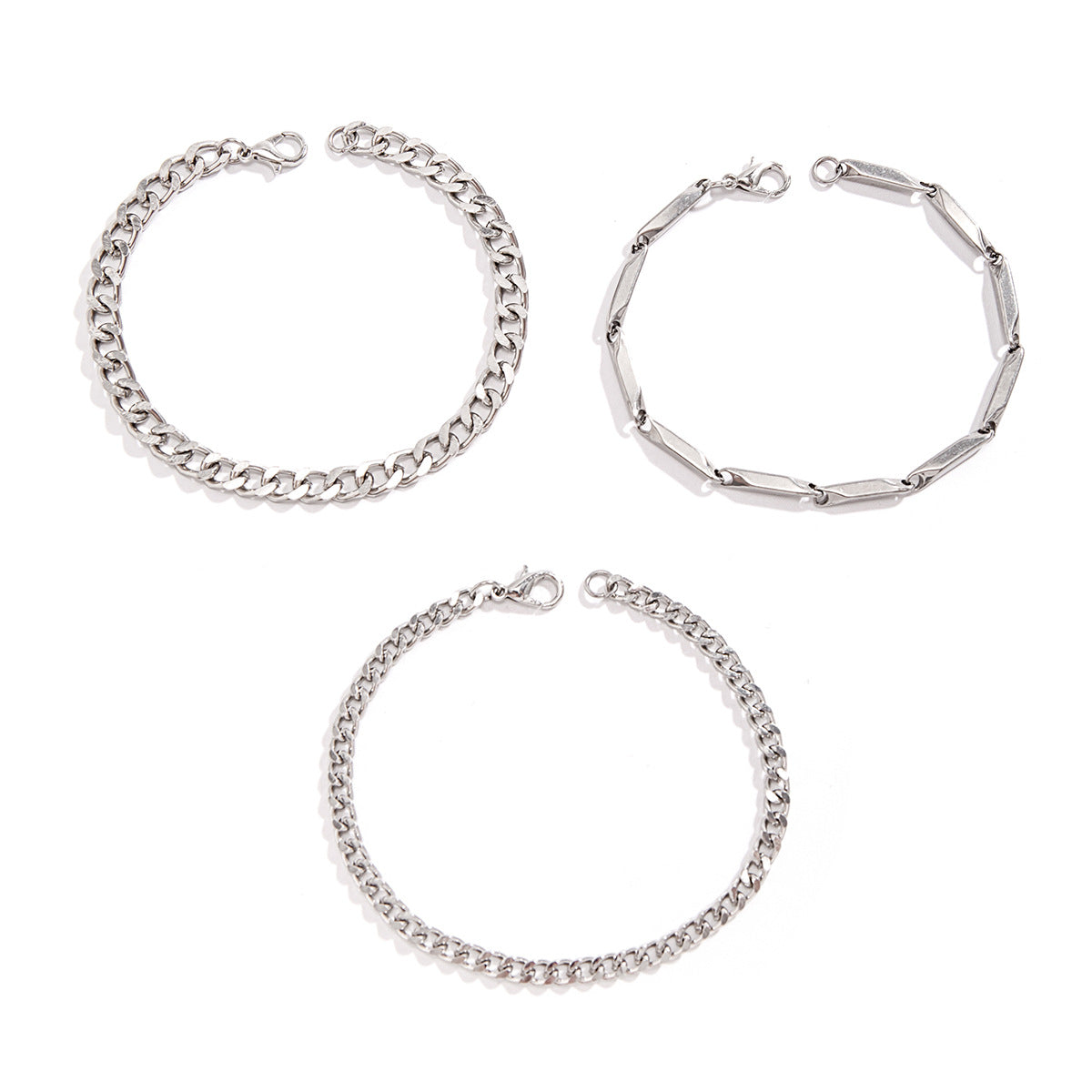 Three-Piece Layered Stainless Steel Bracelet Set — detail view 2