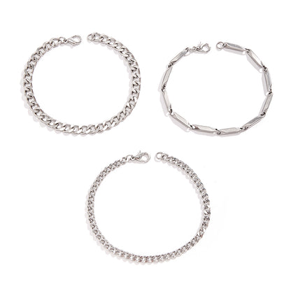 Three-Piece Layered Stainless Steel Bracelet Set — detail view 2