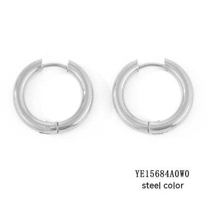 Classic Stainless Steel Hoop Earrings — detail view 1
