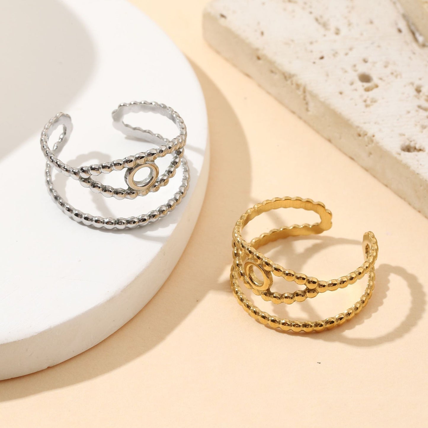 Vintage Adjustable Stainless Steel Ring — product view