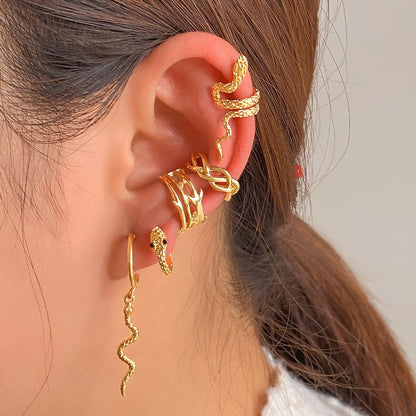 Gold Snake Non-Piercing Ear Cuff Set — product view