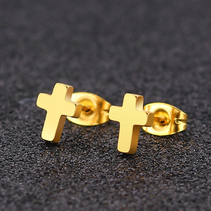 Minimal Stainless Steel Stud Earrings — detail view 4