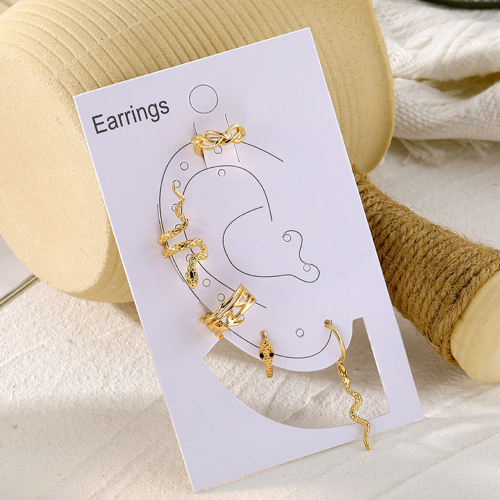 Gold Snake Non-Piercing Ear Cuff Set — detail view 1