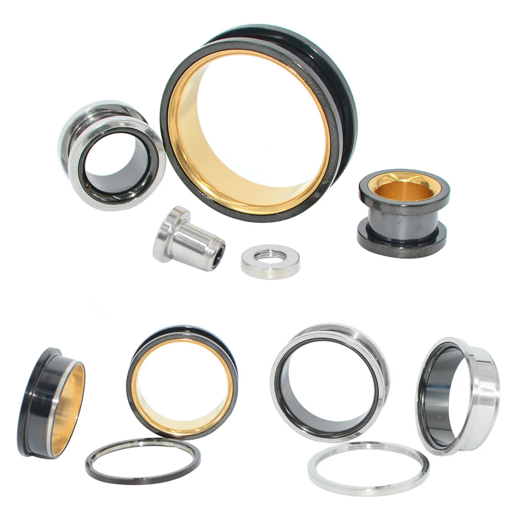 Two-Tone Stainless Steel Ear Tunnels
