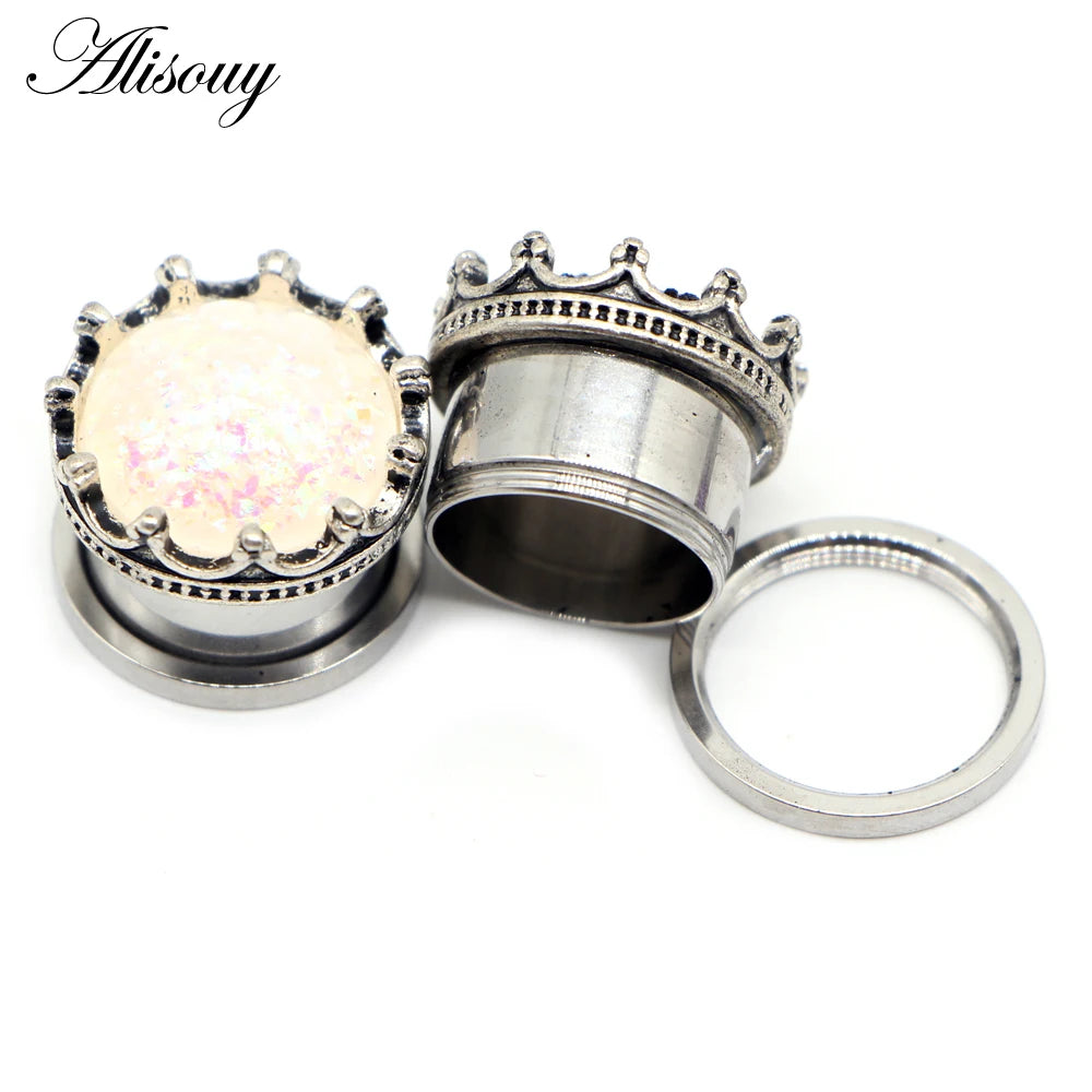 Crystal Drop Stainless Steel Ear Tunnels