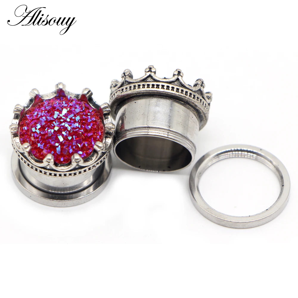 Crystal Drop Stainless Steel Ear Tunnels