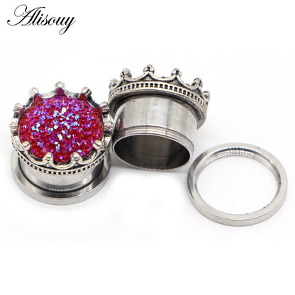 Crystal Drop Stainless Steel Ear Tunnels