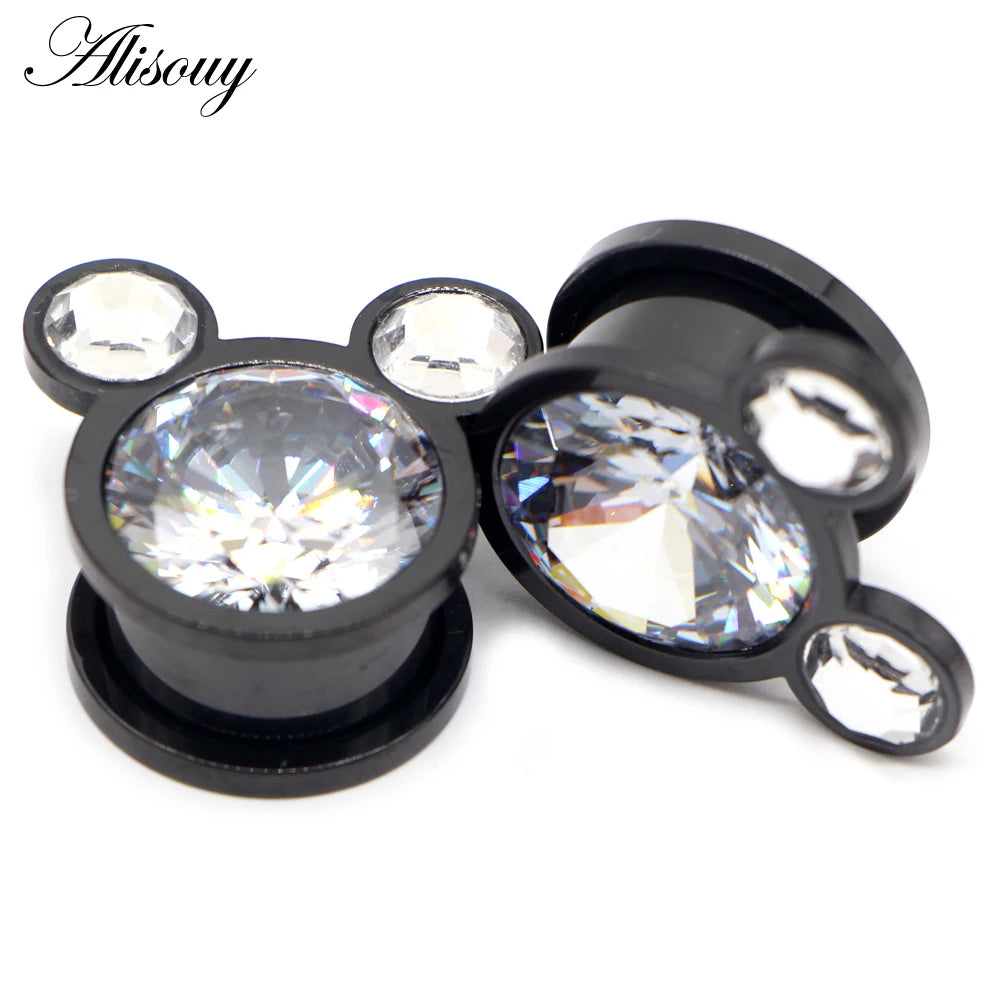 Crystal Drop Stainless Steel Ear Tunnels