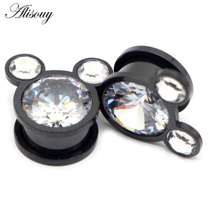 Crystal Drop Stainless Steel Ear Tunnels