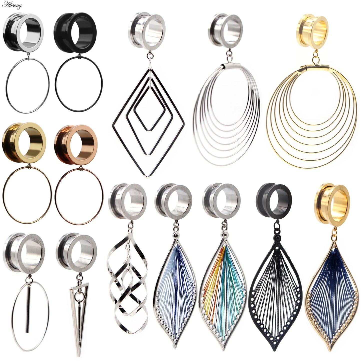 Dangle Stainless Steel Ear Tunnels