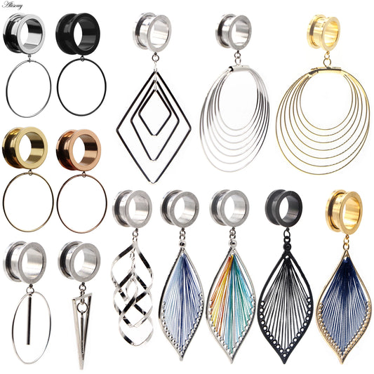 Dangle Stainless Steel Ear Tunnels