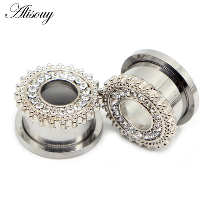 Crystal Drop Stainless Steel Ear Tunnels