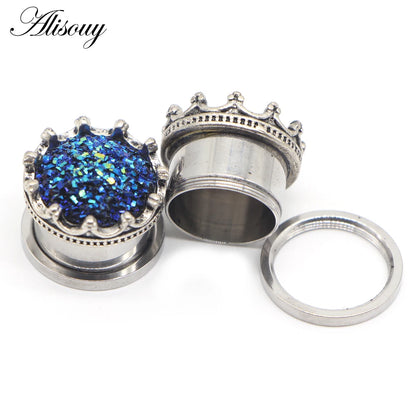 Crystal Drop Stainless Steel Ear Tunnels