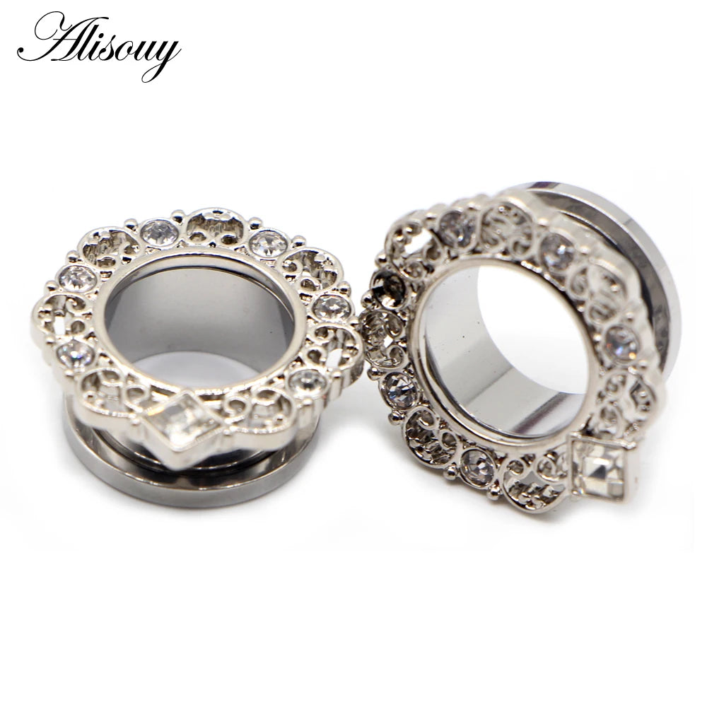 Crystal Drop Stainless Steel Ear Tunnels