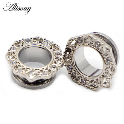 Crystal Drop Stainless Steel Ear Tunnels