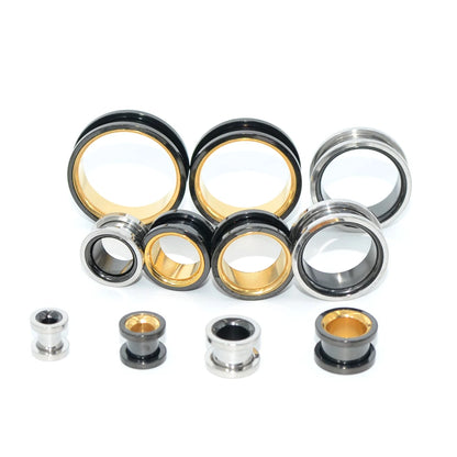 Two-Tone Stainless Steel Ear Tunnels