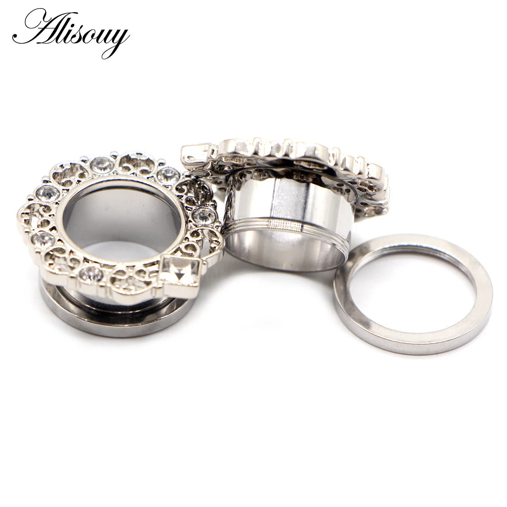 Crystal Drop Stainless Steel Ear Tunnels
