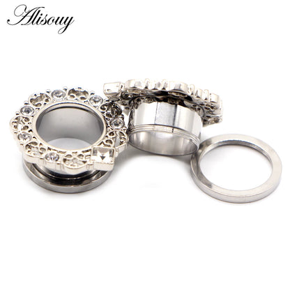 Crystal Drop Stainless Steel Ear Tunnels