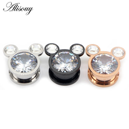 Crystal Drop Stainless Steel Ear Tunnels
