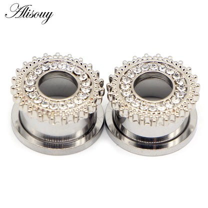 Crystal Drop Stainless Steel Ear Tunnels