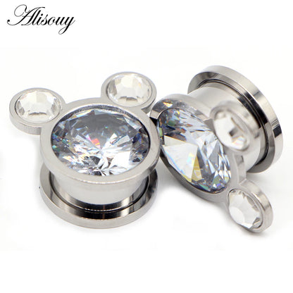 Crystal Drop Stainless Steel Ear Tunnels