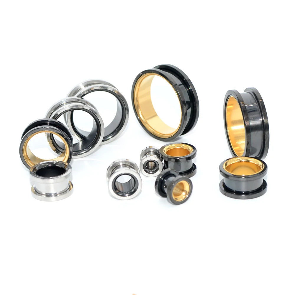 Two-Tone Stainless Steel Ear Tunnels