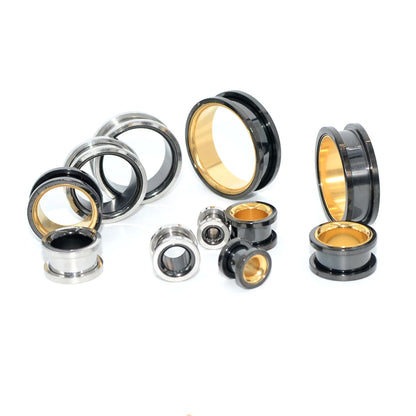 Two-Tone Stainless Steel Ear Tunnels