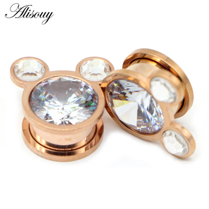 Crystal Drop Stainless Steel Ear Tunnels