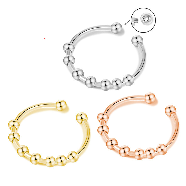 Adjustable Bead Stainless Steel Ring — product view