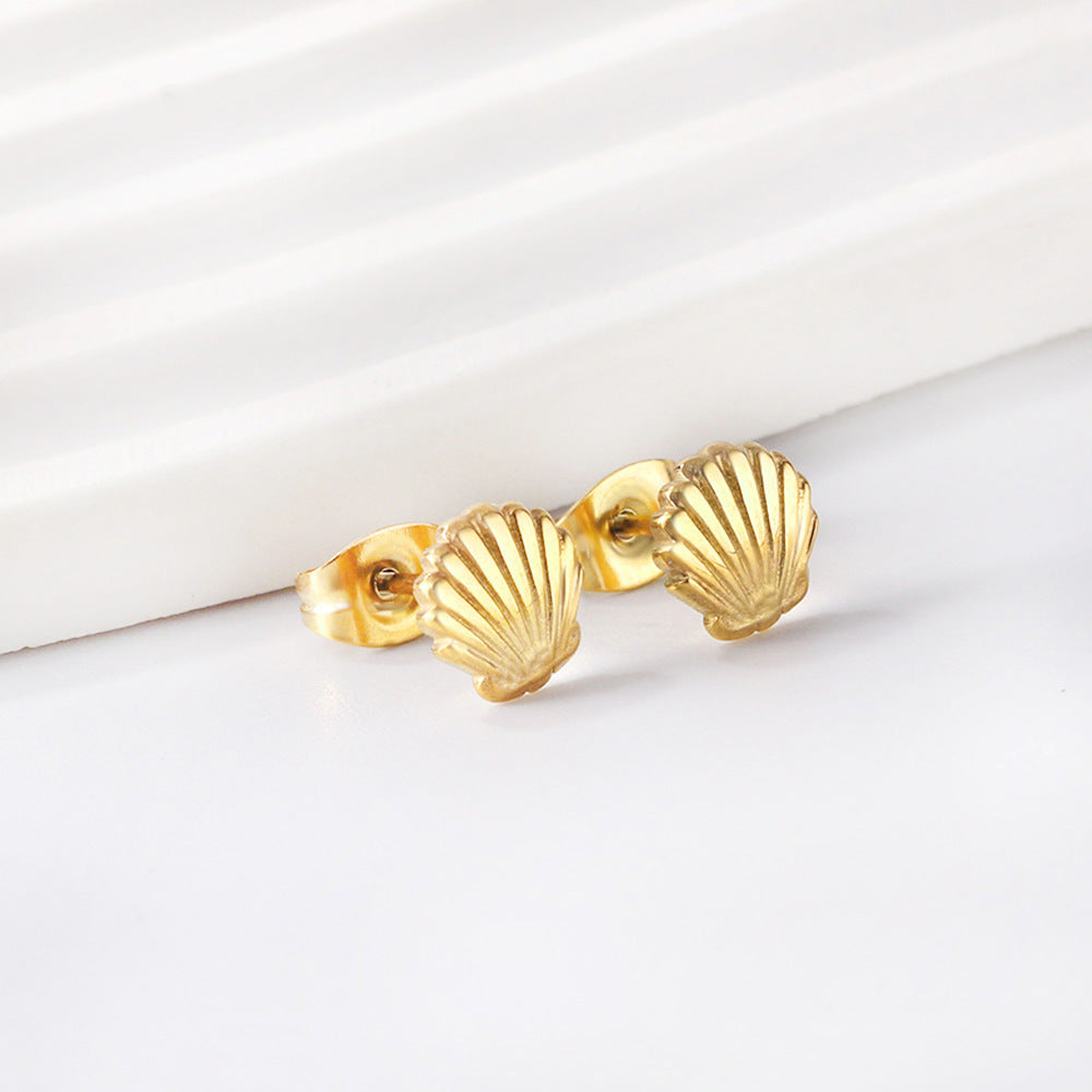 Sculpted Shell Stud Earrings — detail view 5