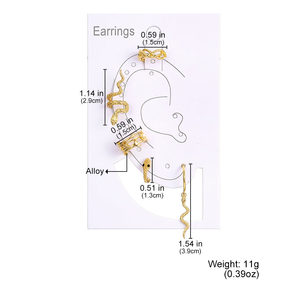Gold Snake Non-Piercing Ear Cuff Set — detail view 2