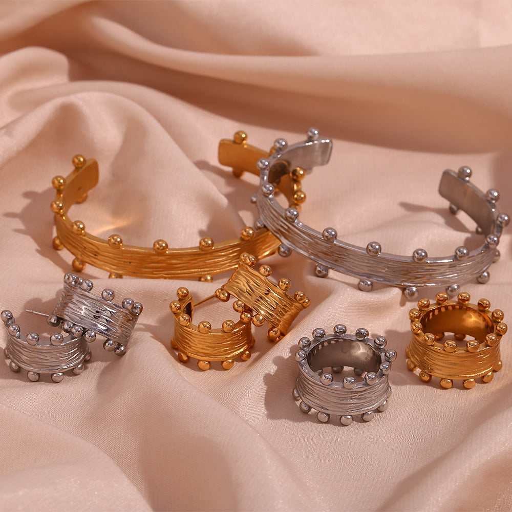 Sculptural Stainless Steel Cuff Bracelet — product view