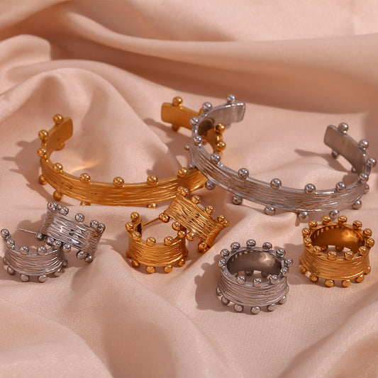 Sculptural Stainless Steel Cuff Bracelet — product view