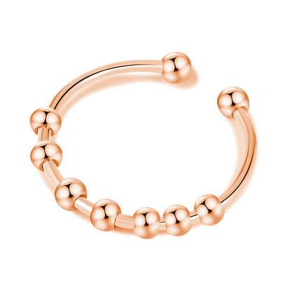 Adjustable Bead Stainless Steel Ring — detail view 2