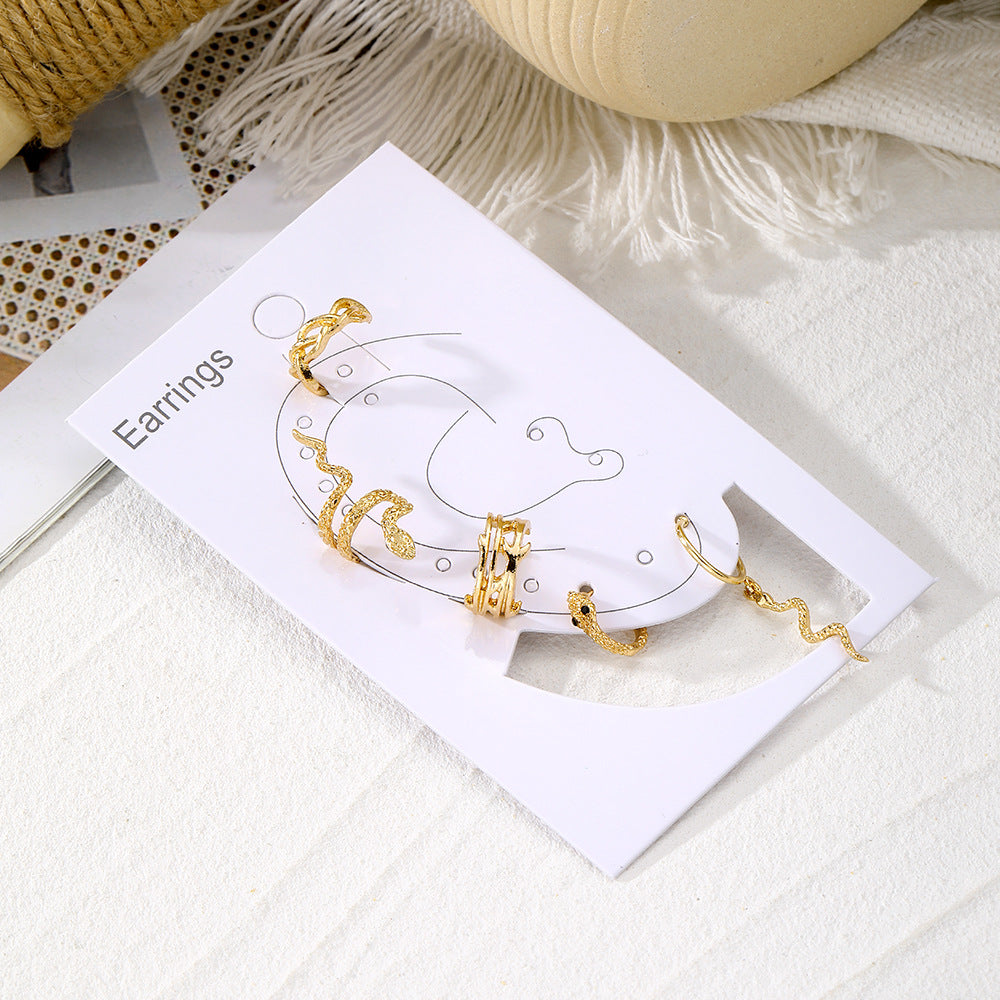 Gold Snake Non-Piercing Ear Cuff Set — detail view 3