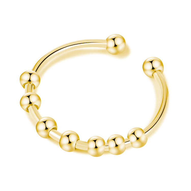 Adjustable Bead Stainless Steel Ring — detail view 3
