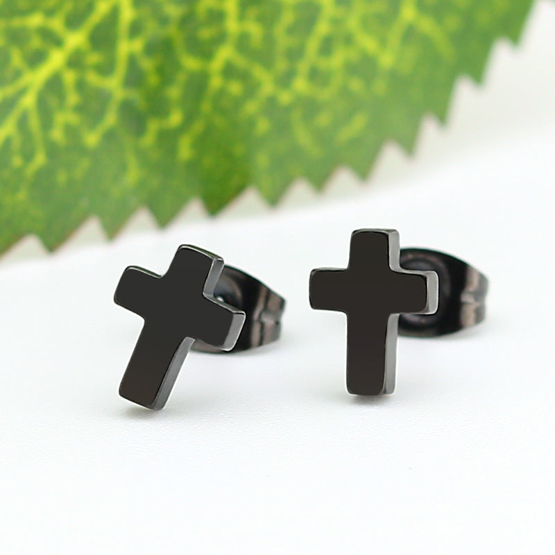 Minimal Stainless Steel Stud Earrings — detail view 3